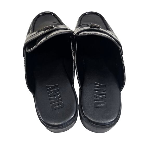 DKNY Black Patent Leather Penny Loafer Mules - Picture 7 of 9